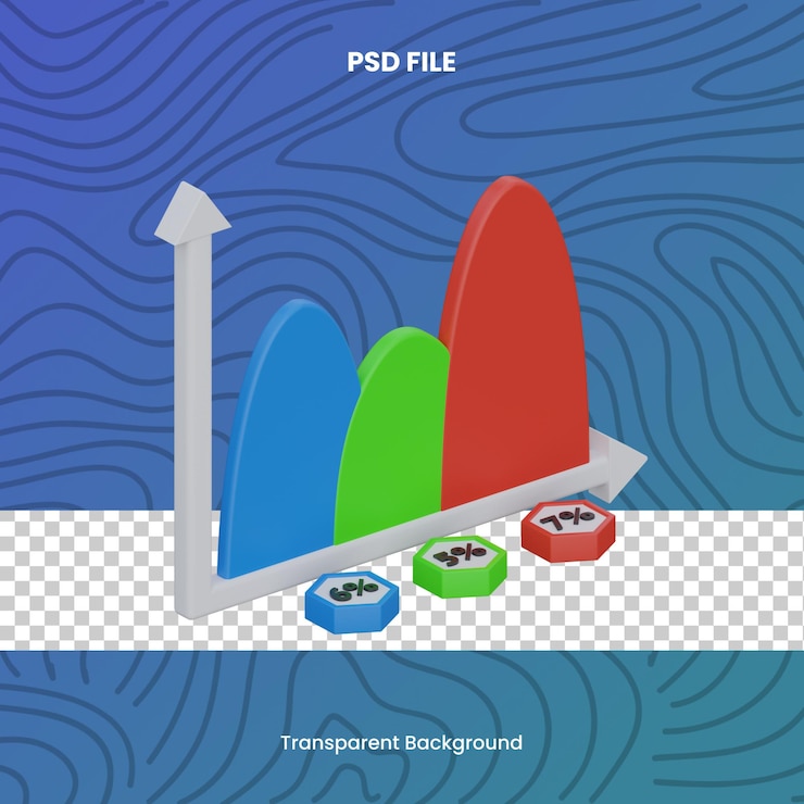 PSD probability 3d rendering icon illustration psd file chart