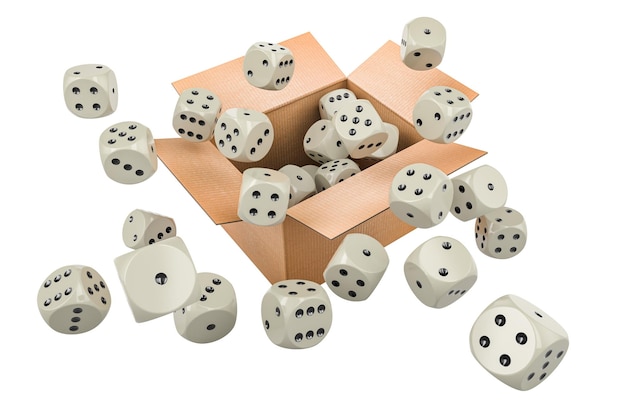 PSD probability concept with gamble dice 3d rendering isolated on transparent background