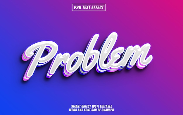 problem text effect font editable typography 3d text