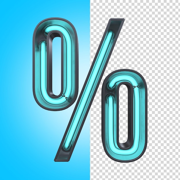 PSD procent neonowy symbol 3d