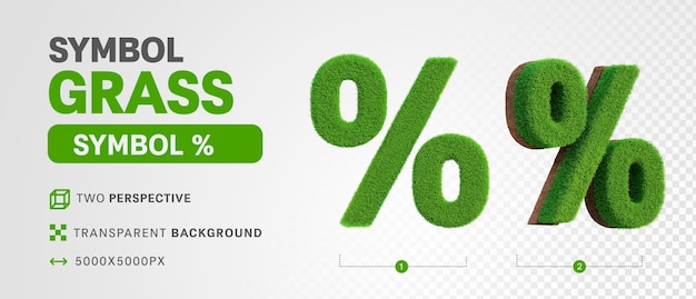 PSD procent symboli w trawie 3d render realistyczny