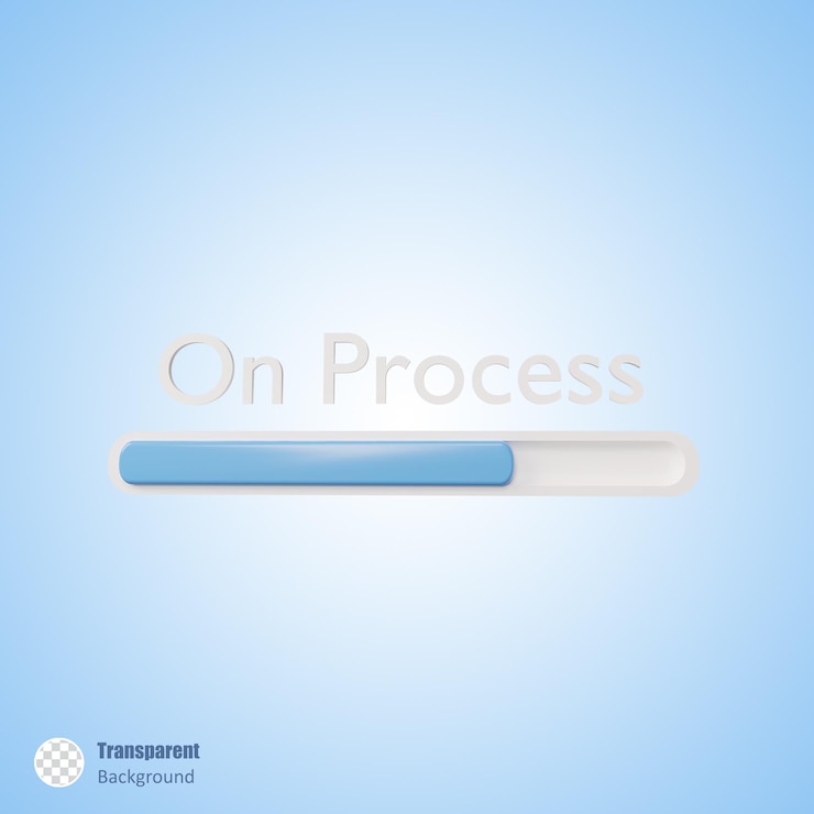 PSD on process loading bar in 3d render design