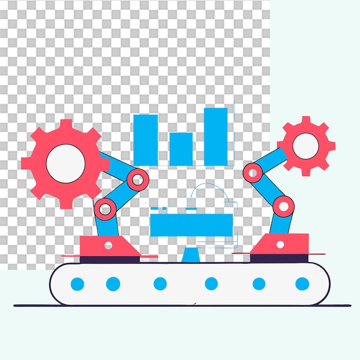 PSD processing concept illustration highlighting automation technology and system efficiency
