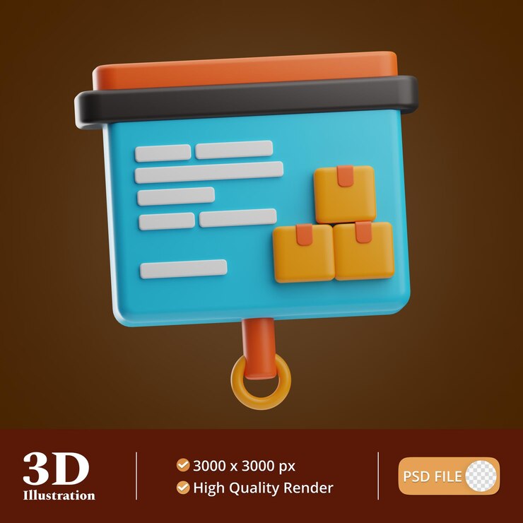 PSD procurement management presentation illustration 3d