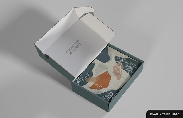 装飾された紙のモックアップデザインの製品ボックス