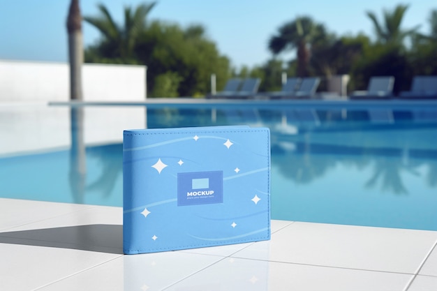 PSD product by the pool mockup