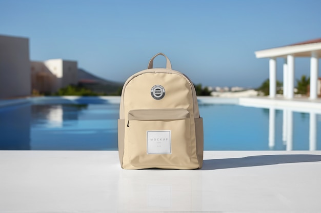 PSD product by the pool mockup