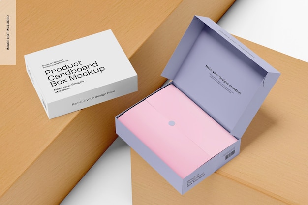 Product Cardboard Boxes Mockup, Opened and Closed