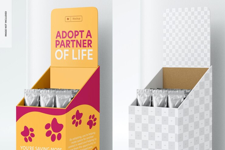 PSD product display stand mockup, close up