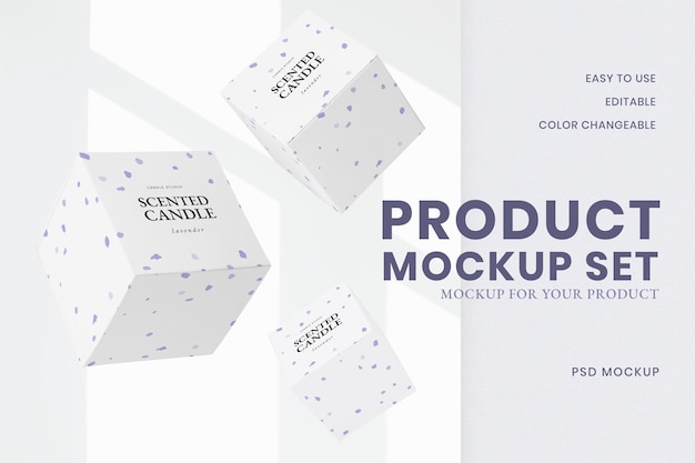 Prodotto mockup psd con arte pastello viola