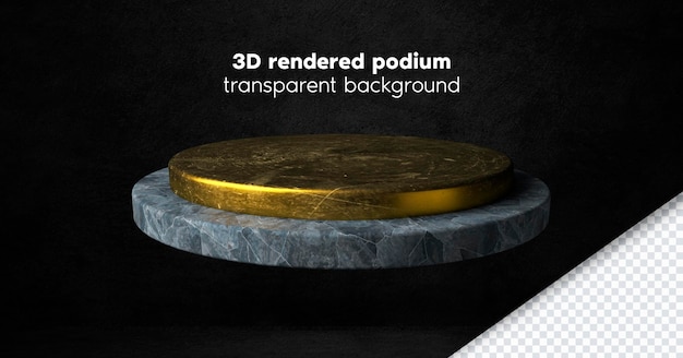 product podium marble and dark gold texture 3D rendered high resolution transparent background