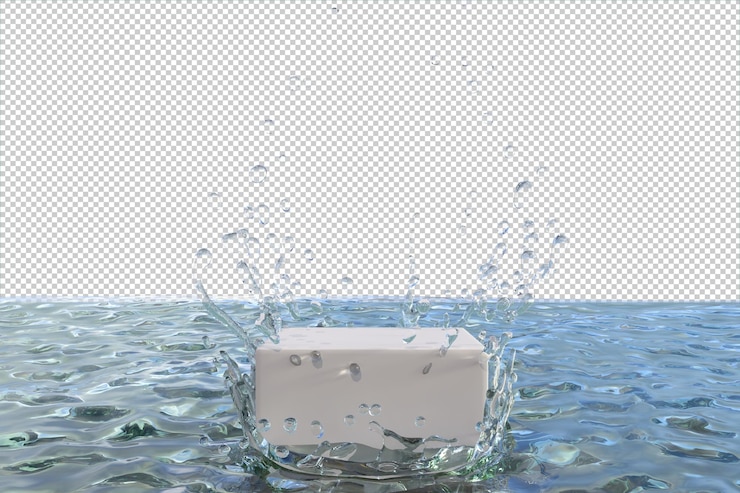 PSD product podium with water isolated 3d render