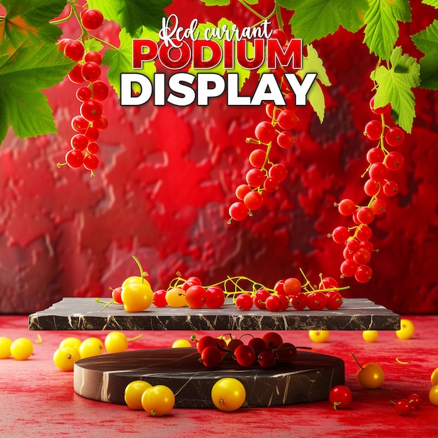 PSD product presentation background design decorative with red currant