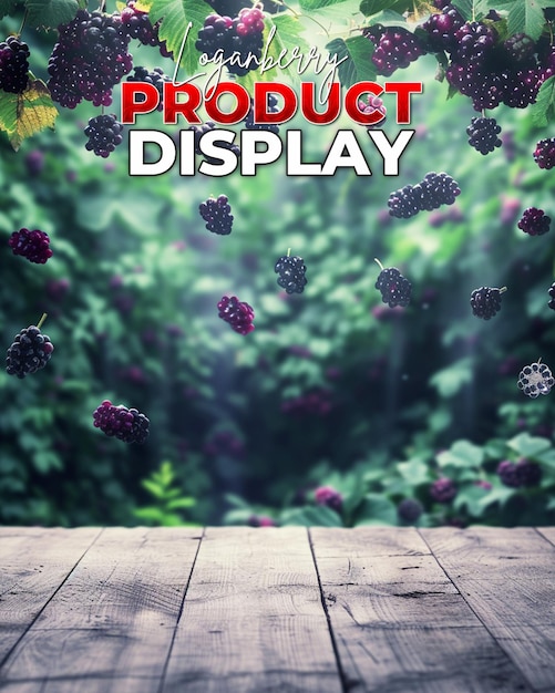 PSD product promotional poster background with loganberry