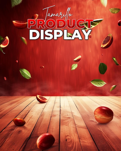 PSD product promotional poster background with tamarillo