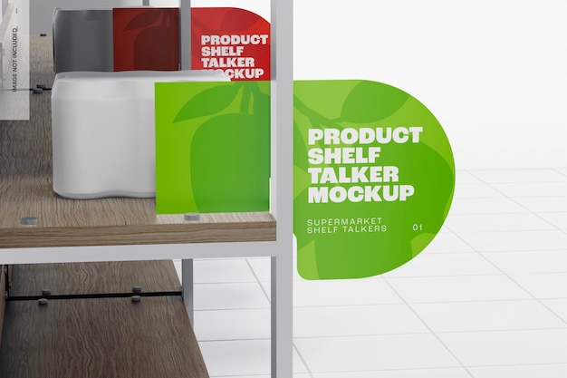 PSD Продукт shelf talker mockup, вид слева