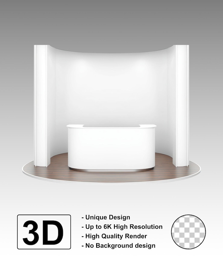 PSD プロダクトショーケース イベントブース モックアップ デザイン 3d レンダリング