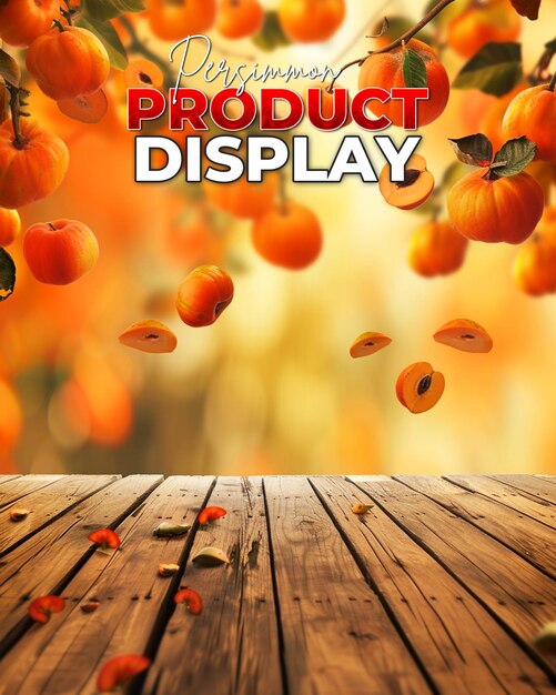 PSD product showcase sjabloon achtergrond voor persimmon