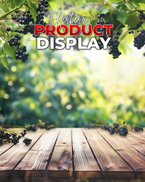 PSD product showcase template background for elderberry