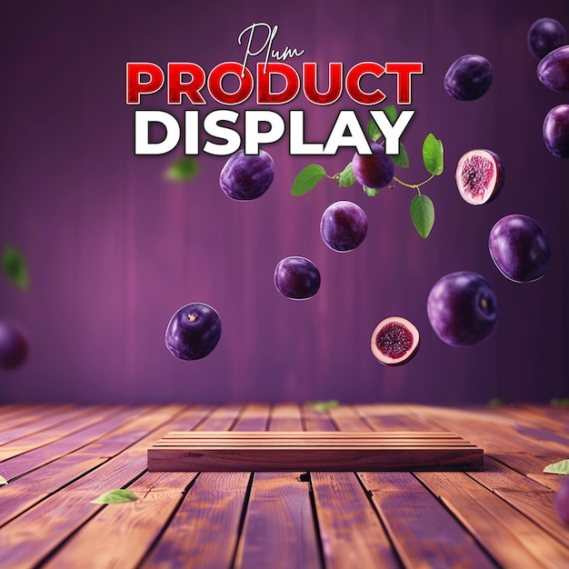 PSD product showcase template background for plum