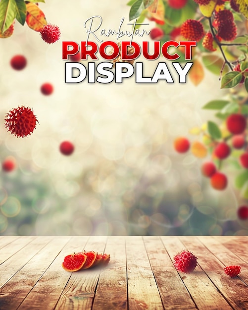 Product showcase template background for rambutan