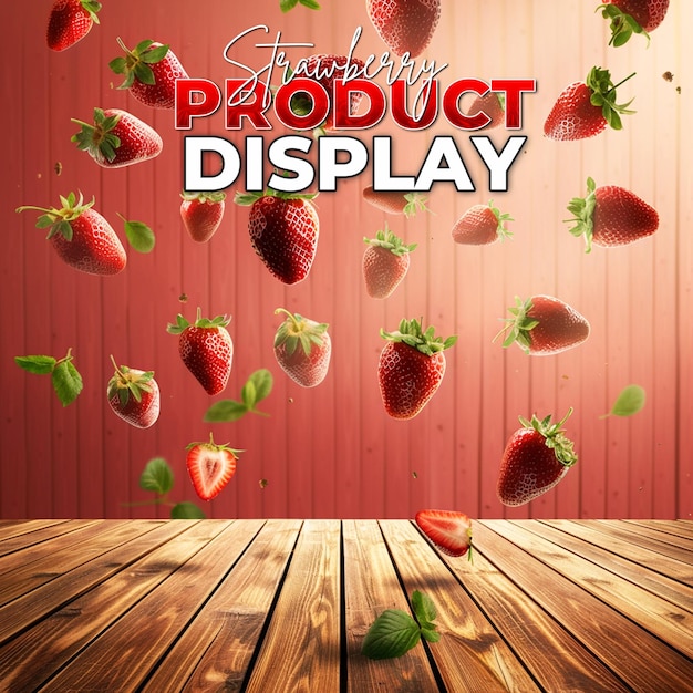 Product showcase template background for strawberry