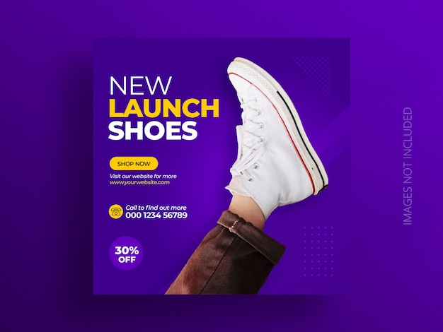 PSD product social media post banner template or shoe sale square flyer