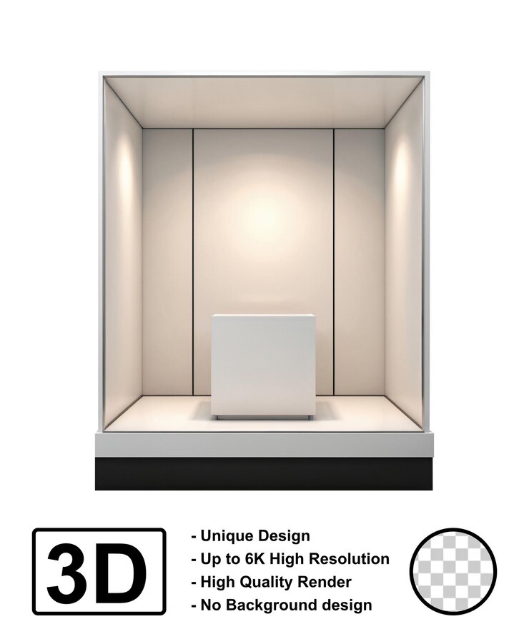 PSD product stand mockup design square booth product showcase display exhibition