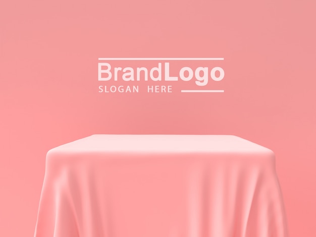 PSD product stand and pink tablecloth