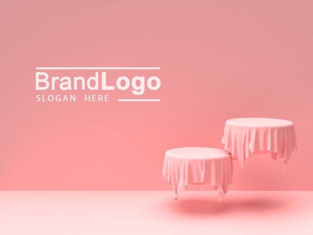PSD product stand and pink tablecloth