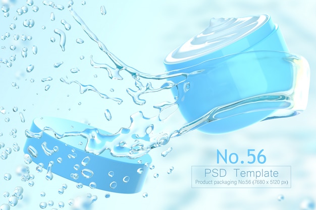 Product and water splash background template 3d render