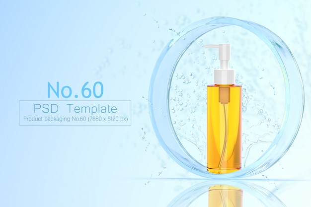 PSD product and water splash background template 3d render