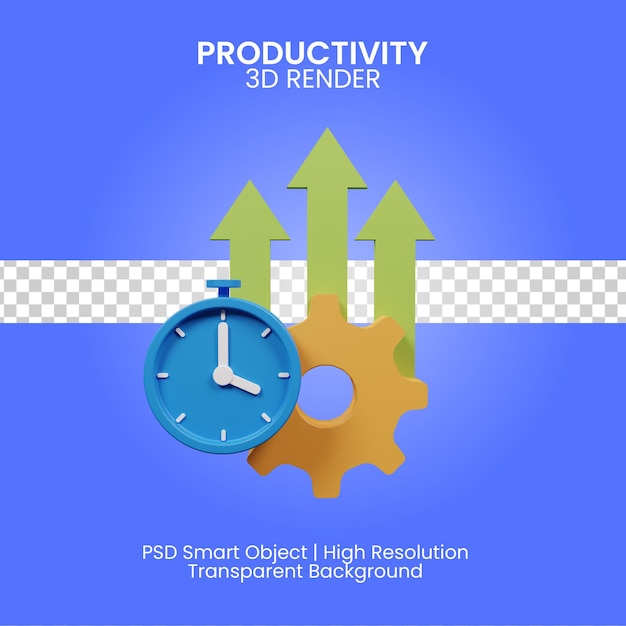 PSD productiviteit pictogram 3d render geïsoleerd