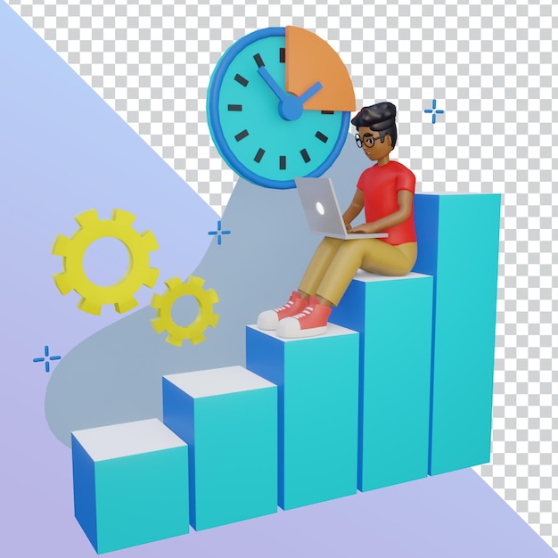 PSD productivity 3d illustration isolated on transparent background