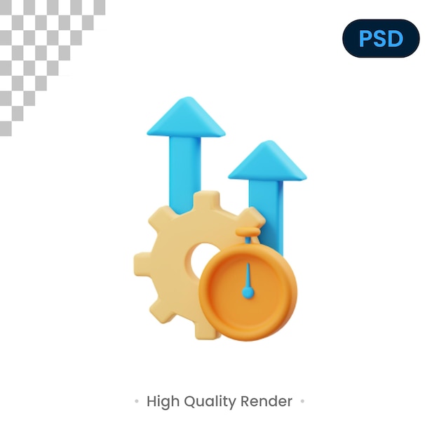 Productivity 3D Render Illustration Premium Psd