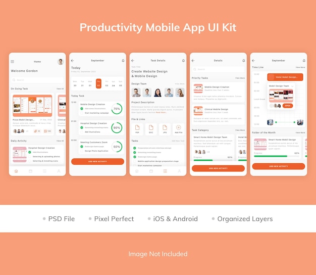 Productivity mobile app ui kit