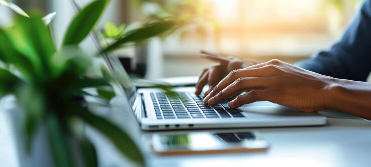 PSD productivity and technology a person working on a laptop