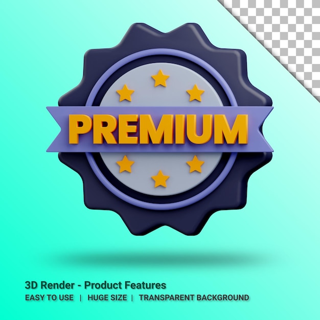 PSD produkt premium posiada naklejkę 3d z przezroczystym tłem