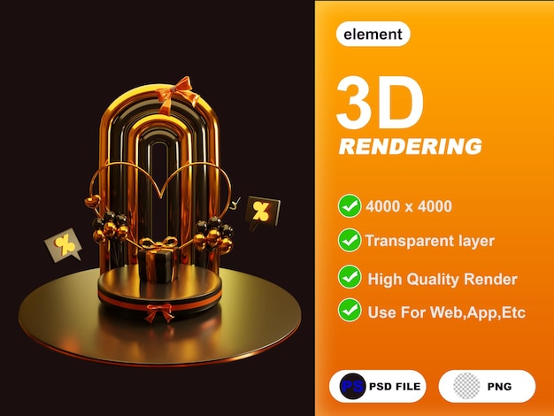 Produkty Na Podium 3d I Złote Pudełko Na Prezent