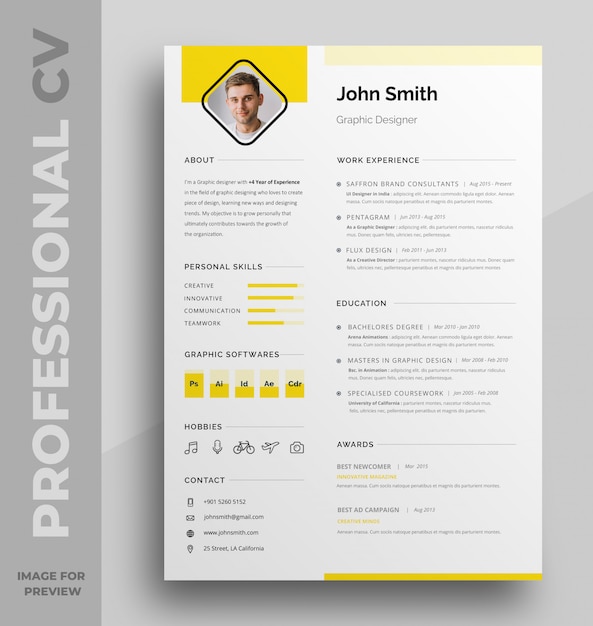 PSD profesional cv-sjabloon