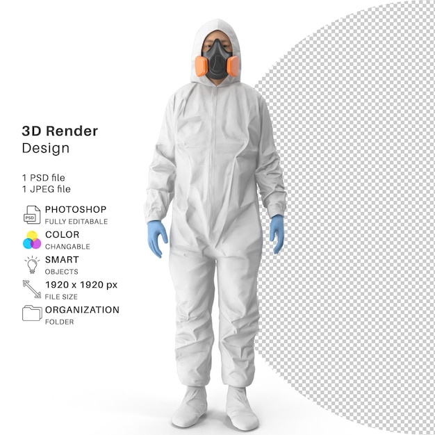 Profesjonalne Modelowanie 3d Pracownika Hazmat Highdetail Psd Design