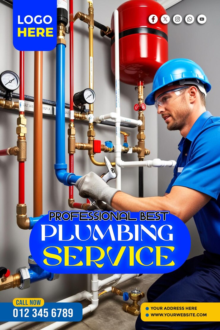PSD profesjonalny plumber kopiował plakat kosmiczny i ulotkę