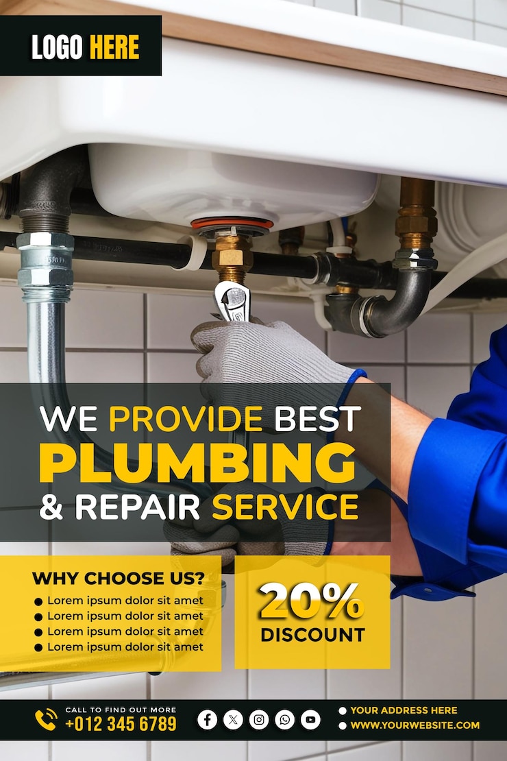 PSD profesjonalny plumber kopiował plakat kosmiczny i ulotkę