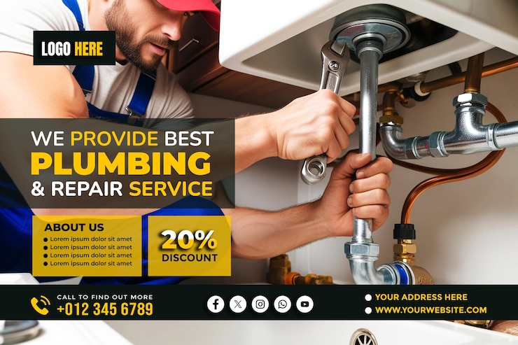 PSD profesjonalny plumber kopiował plakat kosmiczny i ulotkę