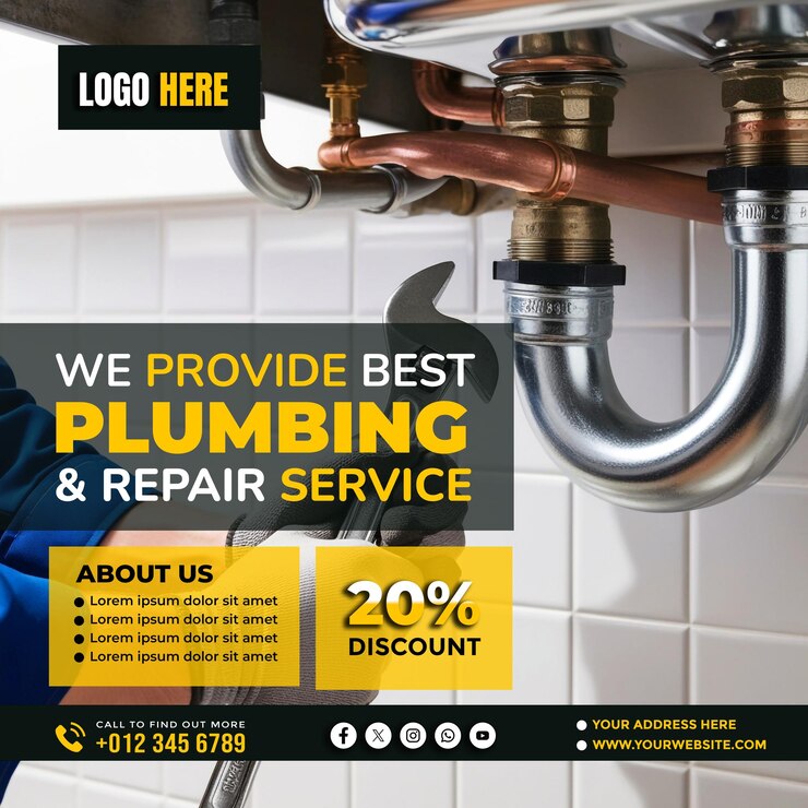 PSD profesjonalny plumber kopiował plakat kosmiczny i ulotkę