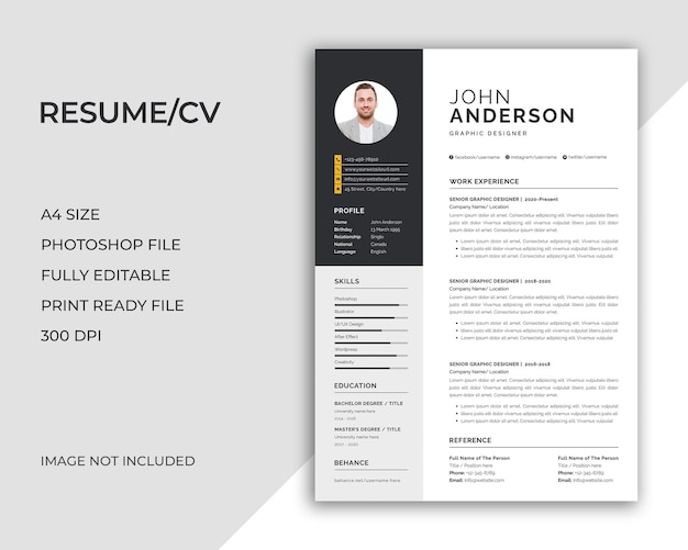 PSD profesjonalny szablon cv cv