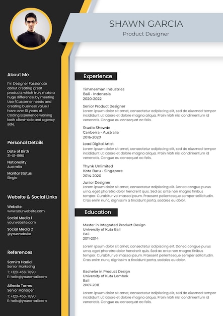 PSD profesjonalny szablon cv do ubiegania się o pracę w psd