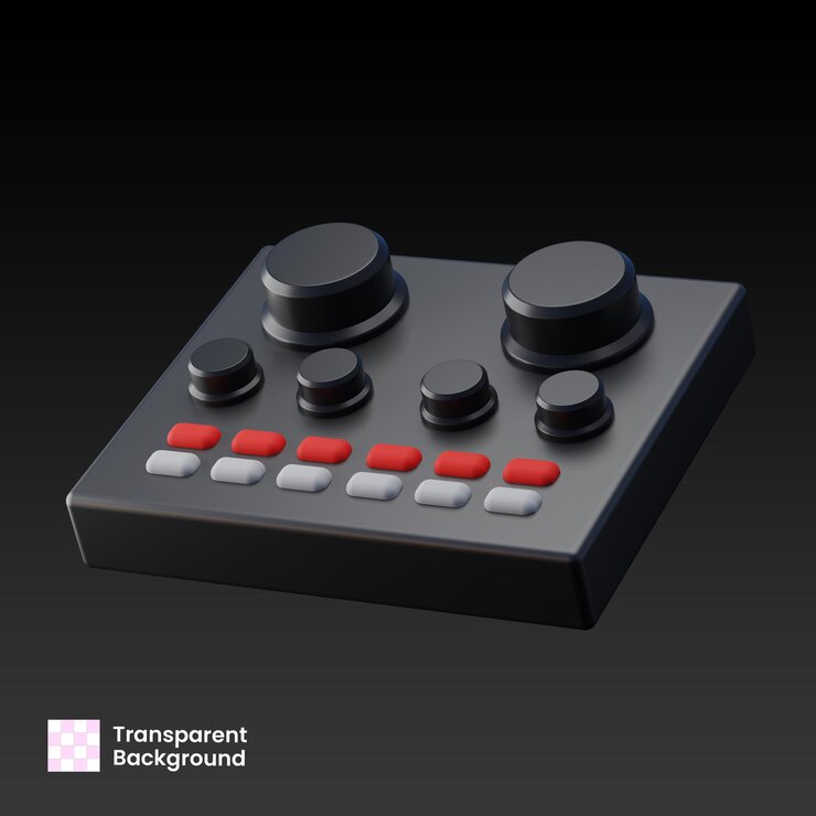 PSD professional audio soundcard 3d illustration