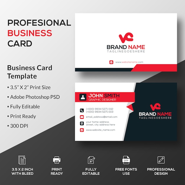 PSD professional business card  template