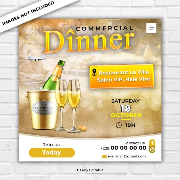 Professional business dinner psd social media post